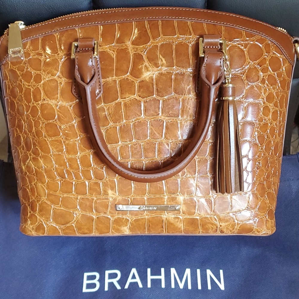 💲SOLD🧾Brahmin Medium Satchel in Tan Gustavo